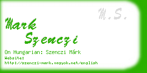 mark szenczi business card