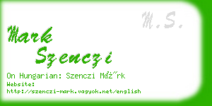 mark szenczi business card